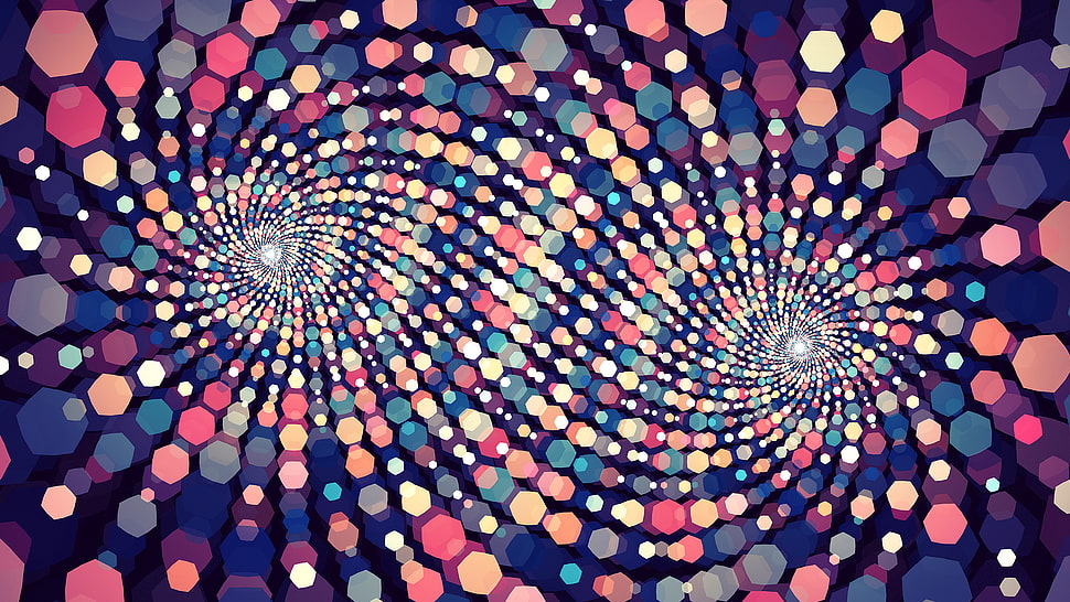 blue and pink abstract illustratoin, fractal, abstract, digital art, bokeh HD wallpaper