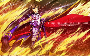 Spread the Flames of the Rebellion illustration, Code Geass, Lamperouge Lelouch, Zero, anime HD wallpaper