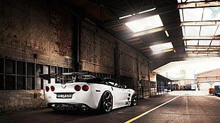 white coupe, car, Corvette