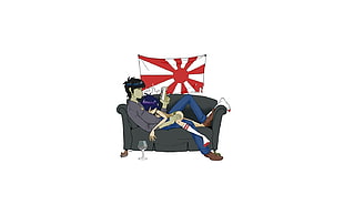 male and female animation character, Gorillaz, Noodle, Murdoc Niccals, Jamie Hewlett