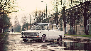 white car, vehicle, car, LADA, Russian cars HD wallpaper