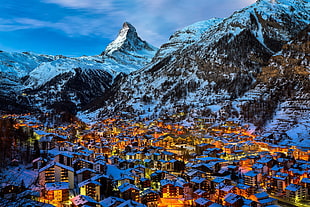brown and blue concrete building, Zermatt, snow, Alps, Matterhorn
