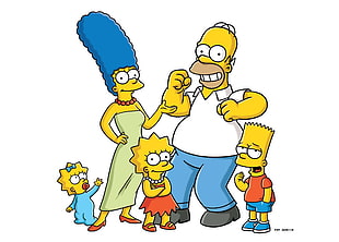 The Simpson Family illustration, The Simpsons, Maggie Simpson, Marge Simpson, Lisa Simpson
