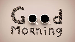 Good Morning text on brown background