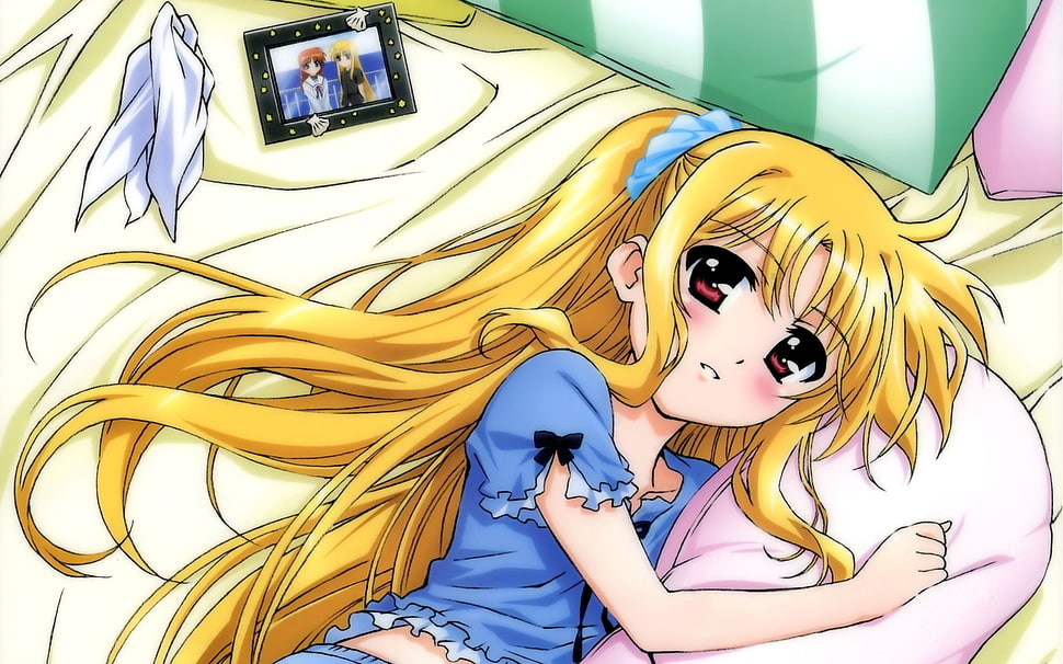 yellow anime girl illustration HD wallpaper