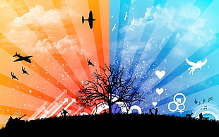 war and peace illustration HD wallpaper