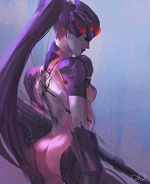 female character in pink and purple costume digital wallpaper, Overwatch, digital art, artwork, Widowmaker (Overwatch) HD wallpaper