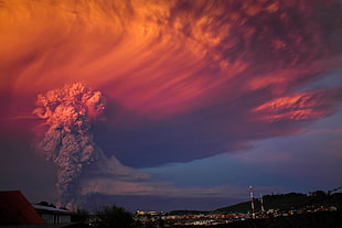 gray clouds, Calbuco Volcano, eruptions, ash, clouds HD wallpaper