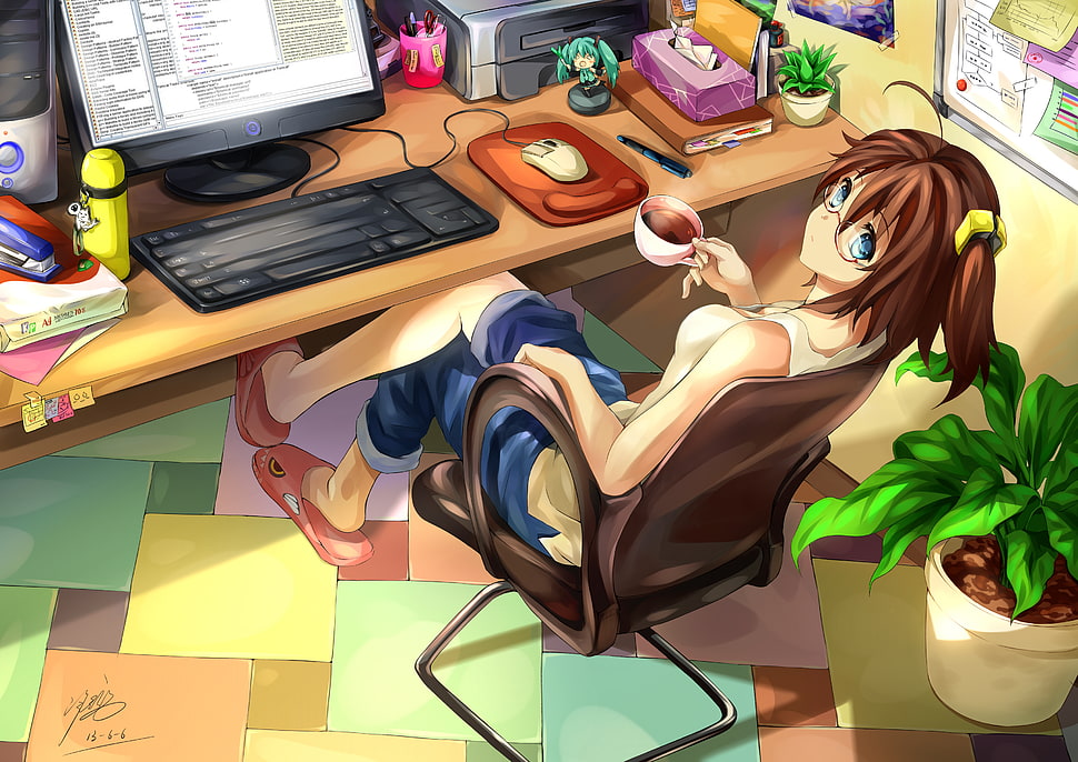 girl anime illustration HD wallpaper