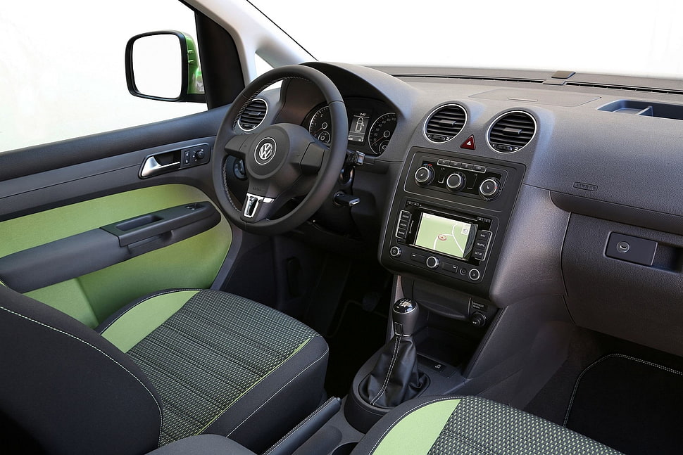 black Volkswagen vehicle interior HD wallpaper