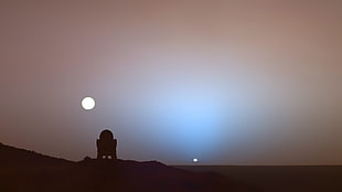 silhouette of light house, Star Wars, R2-D2