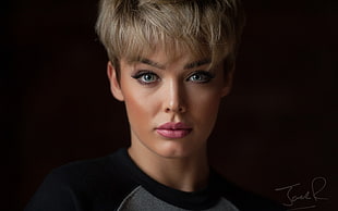 portrait photo of woman with blonde short hair HD wallpaper