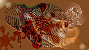 red, brown, green, and purple abstract illustration