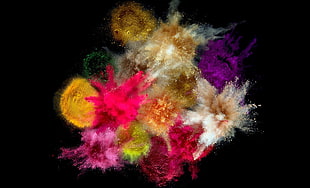 powder explosion illustration, colorful, digital art