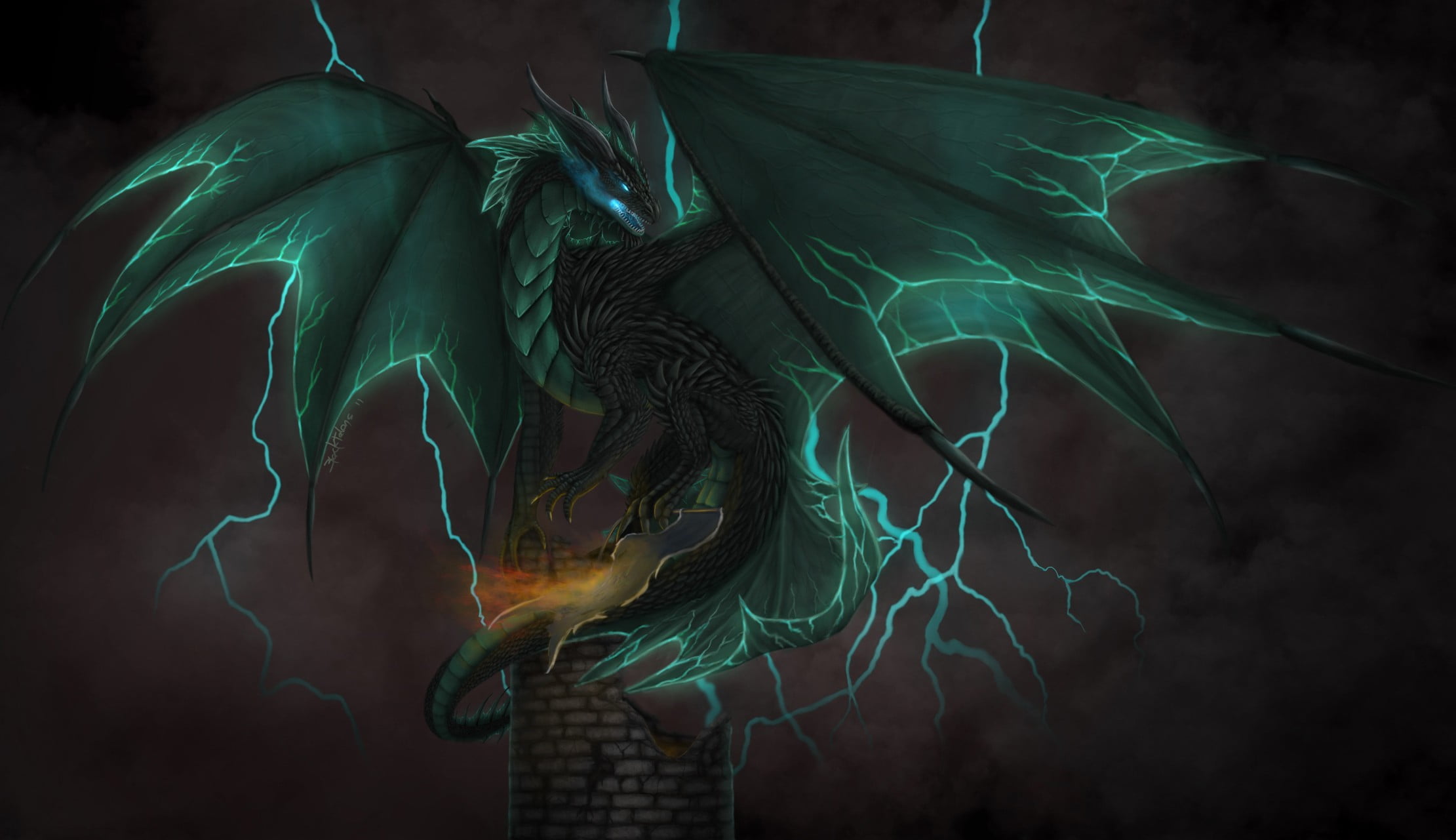 Download Gambar Wallpaper Black and Green Dragon terbaru 2020