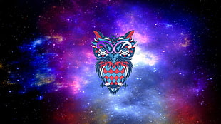 multicolored owl artwork, owl, drawing