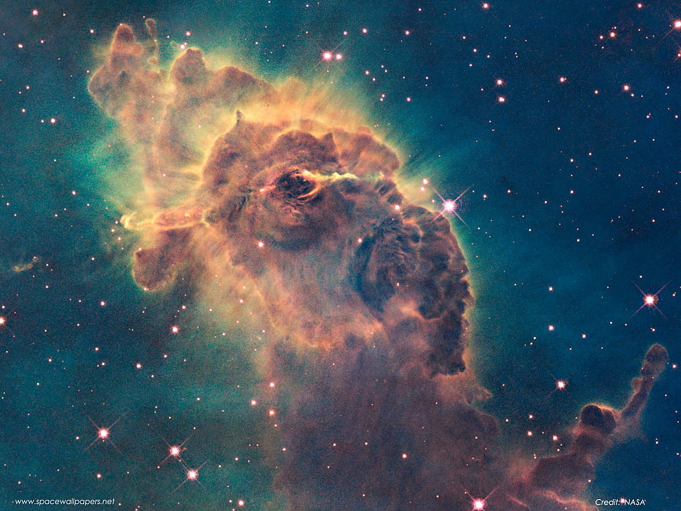 green and orange nebula, space, space art, space clouds, nebula HD wallpaper