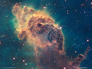 green and orange nebula, space, space art, space clouds, nebula