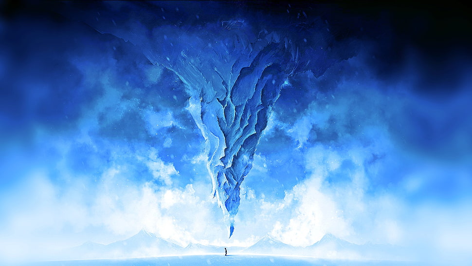 white and blue wallpaper, ice HD wallpaper