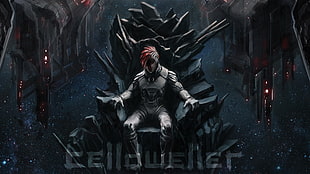 Cellowelier illustration, Klayton, robot, throne, space HD wallpaper