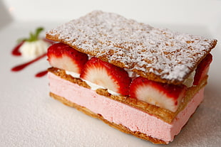 sandwich with sliced strawberry and biscuits HD wallpaper