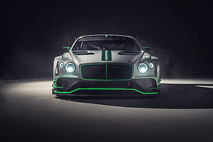 green and gray car parked on dark area HD wallpaper