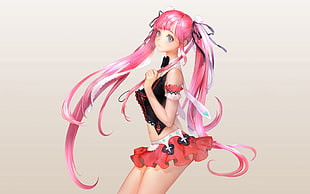 original characters, pink hair, skirt, twintails