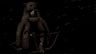 brown bear holding composite bow illustration, Darkest Dungeon, video games, dark HD wallpaper