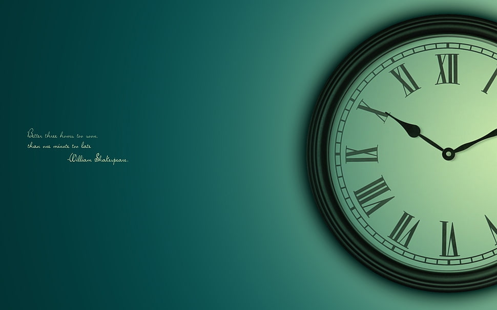 round analog wall clock at 10:10 HD wallpaper