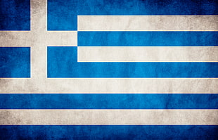 blue and white cross with stripe flag, Greek, Greece, flag