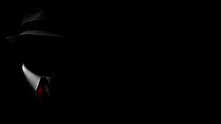 black and white crew-neck shirt, hat, tie HD wallpaper