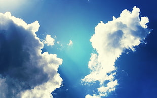 white clouds and blue sky, sky, clouds HD wallpaper
