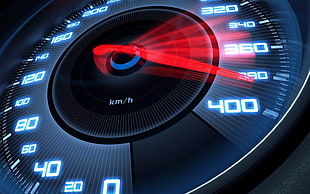 closeup photo of digital speedometer