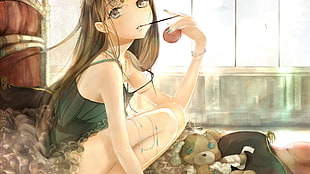 brown hair female anime character HD wallpaper