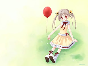 anime girl holds balloon