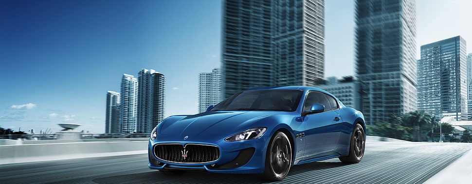 blue Maserati GranTurismo HD wallpaper