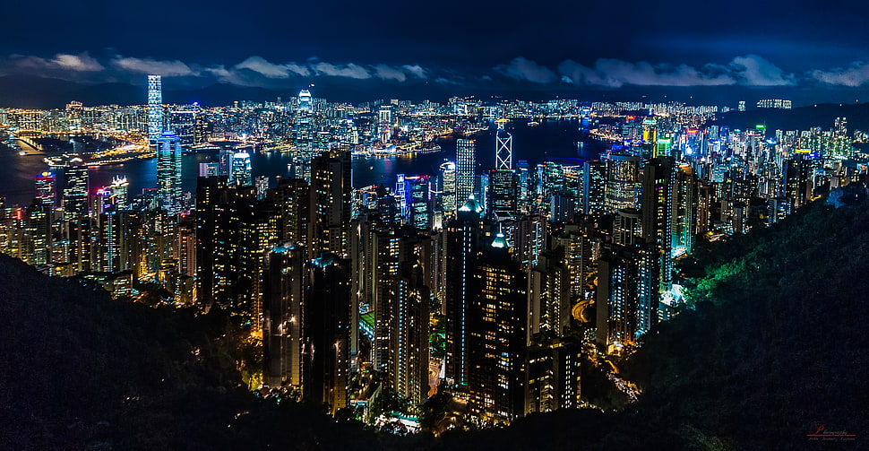 aerial photography of cityscape, hong kong HD wallpaper