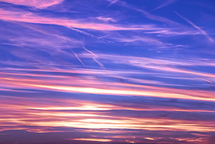 purple, orange and pink sky photo during sunset HD wallpaper