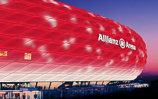 red and black LED light, Allianz Arena , stadium, FC Bayern , Bayern Munchen HD wallpaper