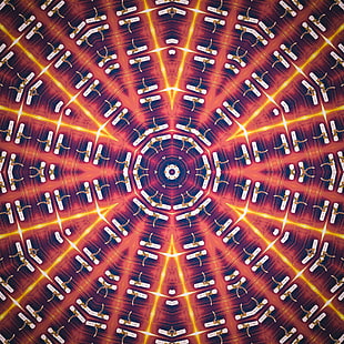 orange and purple optical illusion HD wallpaper