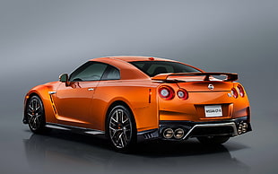 orange Nissan sports car, Nissan GT-R R35, Nissan GTR, car, vehicle