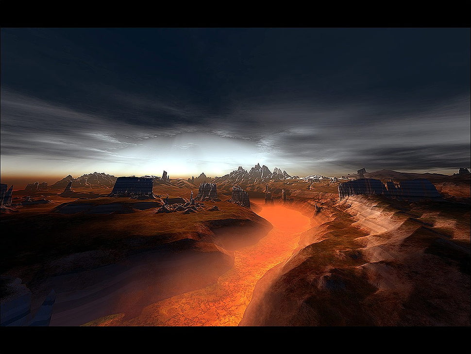 black flat screen computer monitor, sunset HD wallpaper