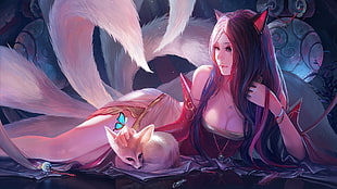 Ahri from League of Legends illustration HD wallpaper
