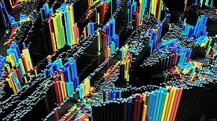 multicolored 3D fuse beads, abstract, 3D, Blender, colorful HD wallpaper