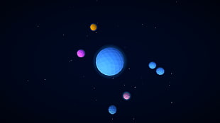 multicolored ball illustration, planet, space HD wallpaper