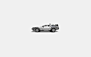 silver DMC 12 DeLorea, Back to the Future, DeLorean, simple background, movies