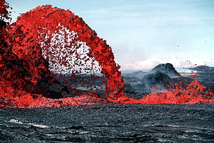 red volcano magma HD wallpaper