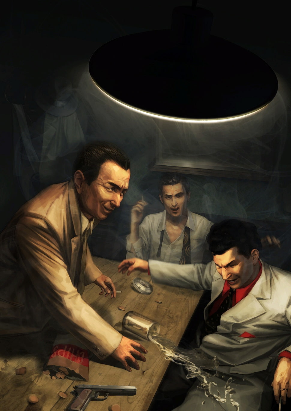 three men at table painting, Mafia II, artwork, Mafia, video games HD wallpaper