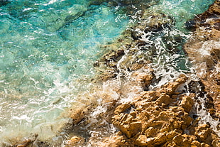 water, rocks, sea, waves HD wallpaper