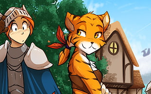 tiger and male character animated illustration, furry, Anthro, Twokinds
